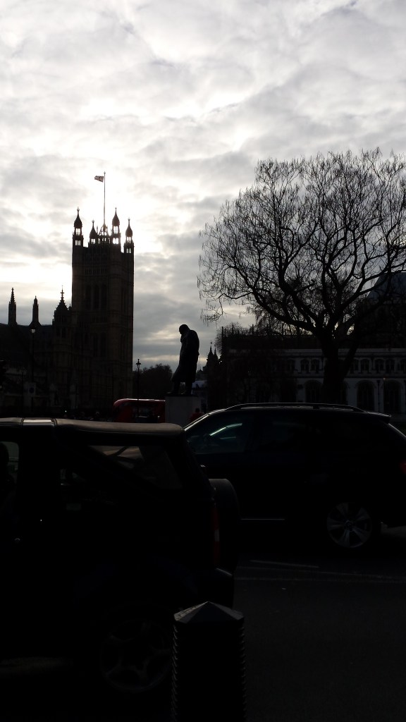 Statue of Churchill in front of Big Ben